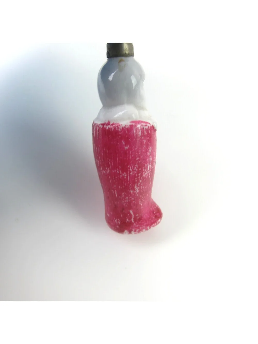 Vintage Christmas Figural Milk Glass Light Bulb C6 Baby in Red Stocking Japan